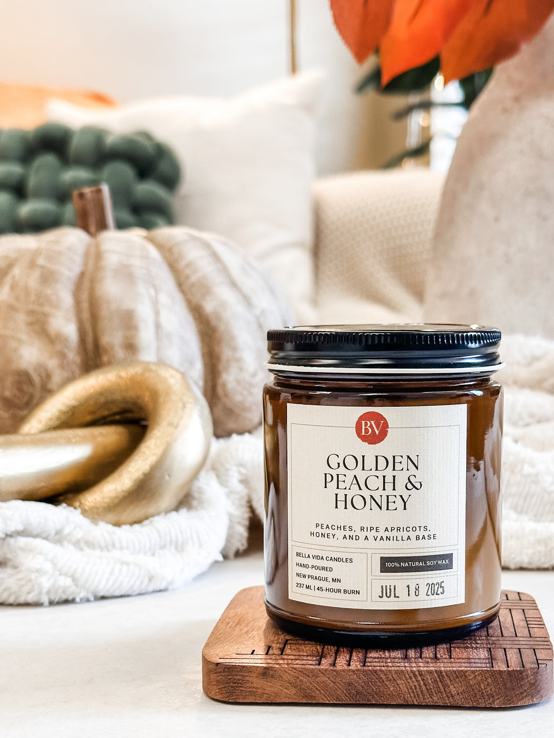 Golden Peach & Honey 8oz Soy Candle