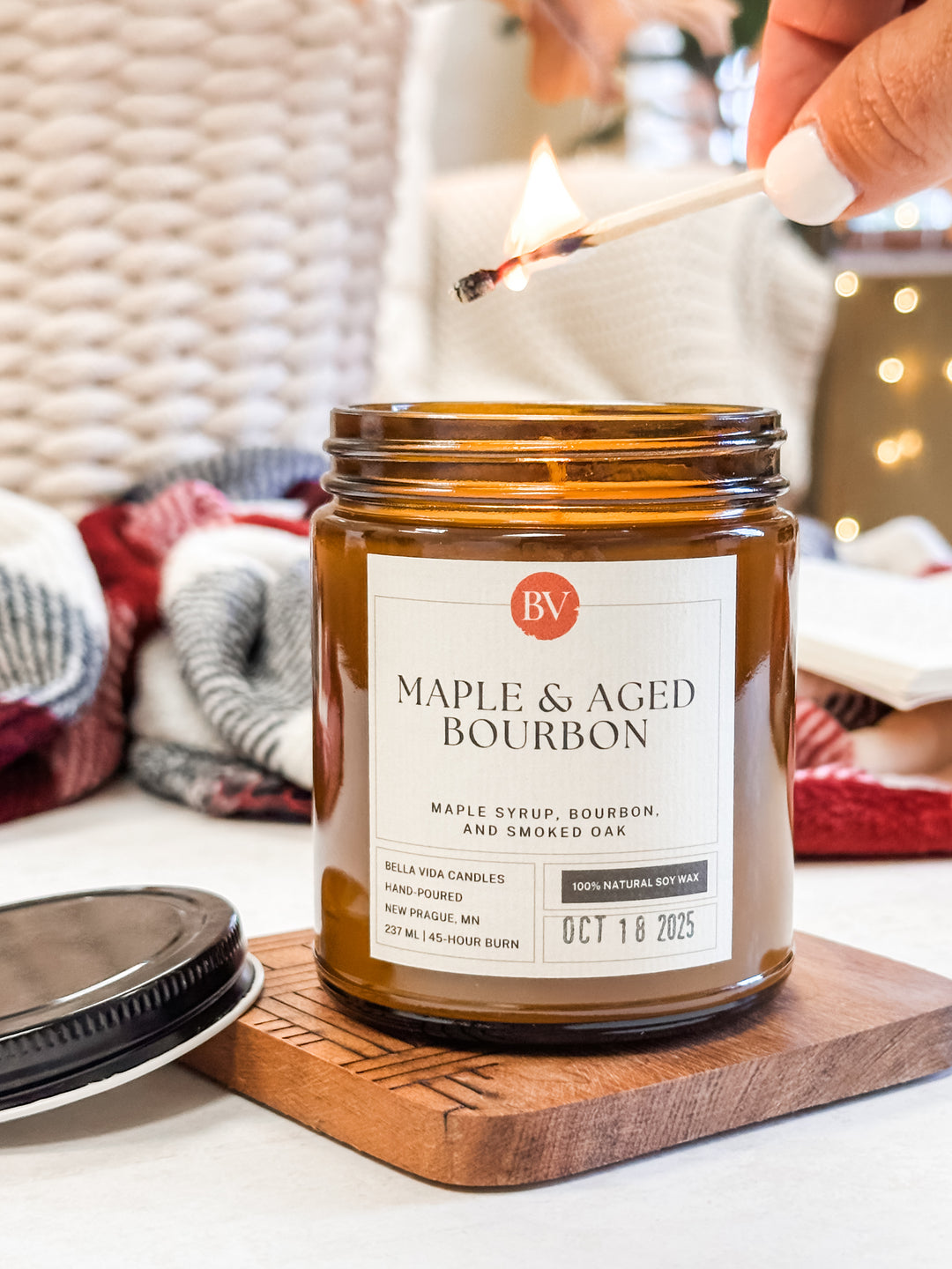 Maple & Aged Bourbon 8oz Soy Candle