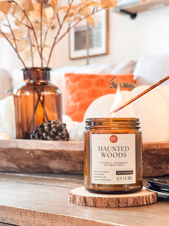 Haunted Woods 8oz Soy Candle - October's Vault Scent