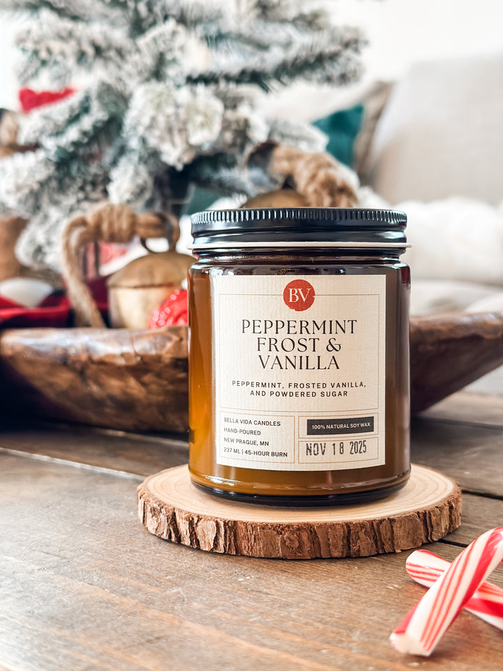 Peppermint Frost & Vanilla 8oz Soy Candle