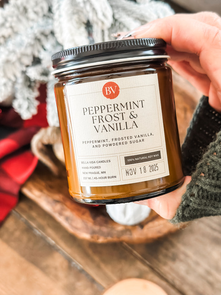 Peppermint Frost & Vanilla 8oz Soy Candle