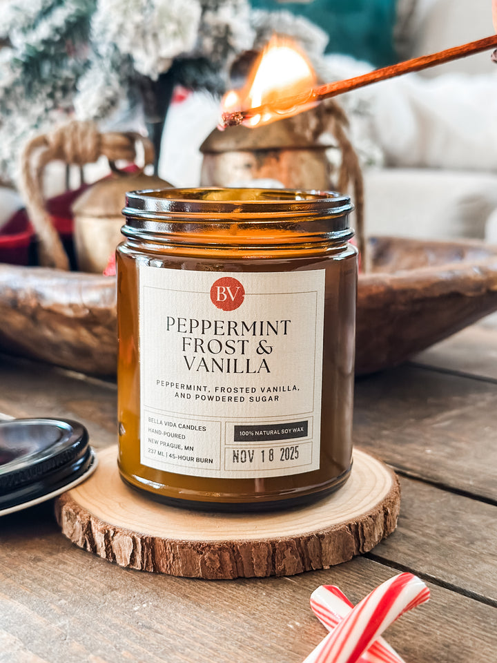 Peppermint Frost & Vanilla 8oz Soy Candle
