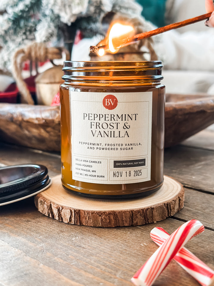 Peppermint Frost & Vanilla 8oz Soy Candle