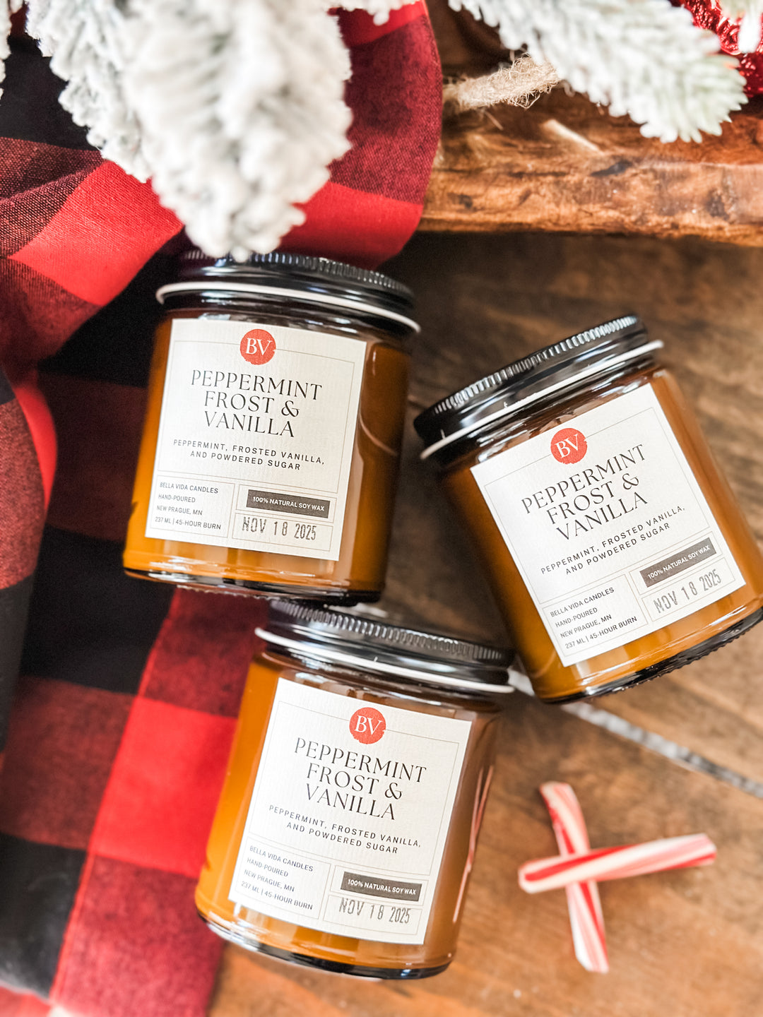 Peppermint Frost & Vanilla 8oz Soy Candle