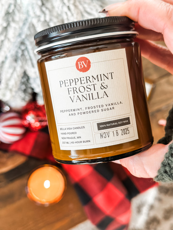 Peppermint Frost & Vanilla 8oz Soy Candle