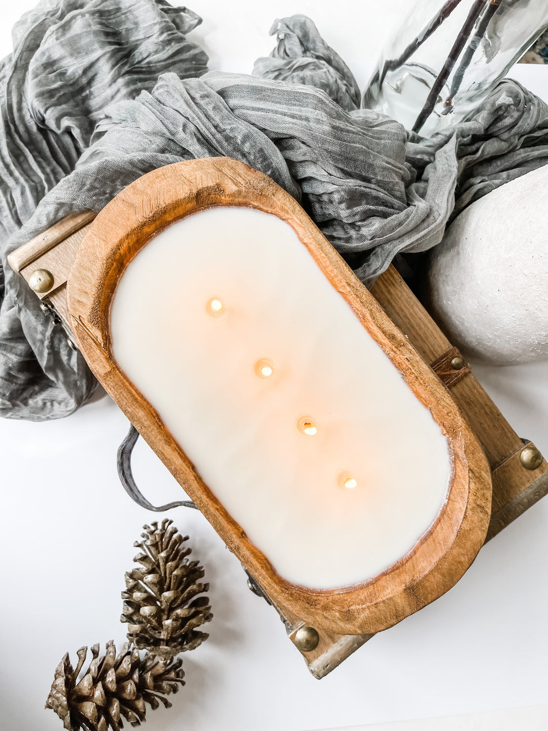 Hand-Carved Dough Bowl Candles