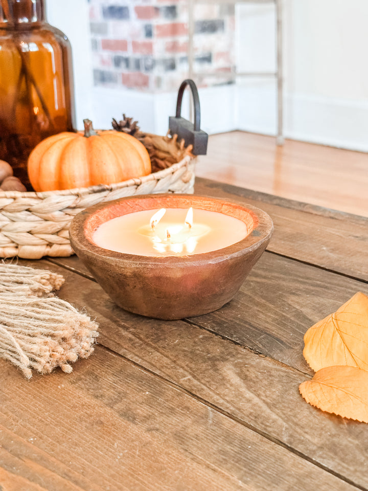 Hand-Carved Dough Bowl Candles