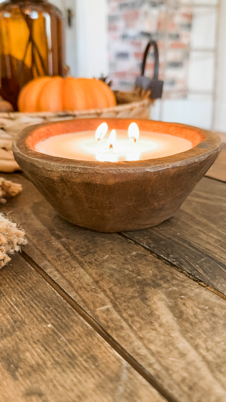 Hand-Carved Dough Bowl Candles