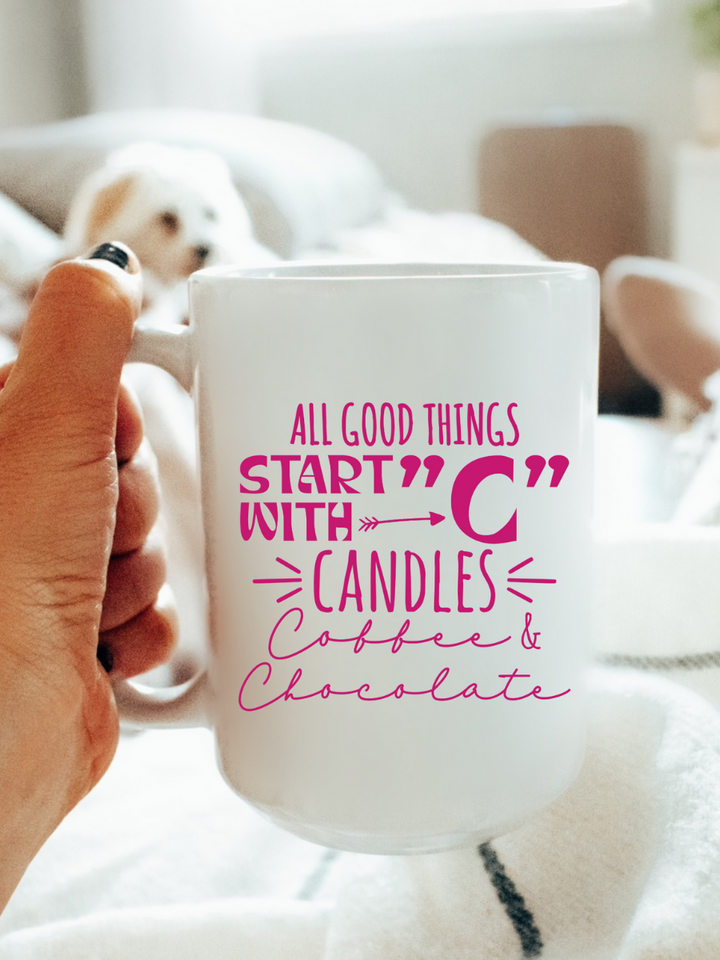 All Good Things Start With "C", Candles White Coffee Mug