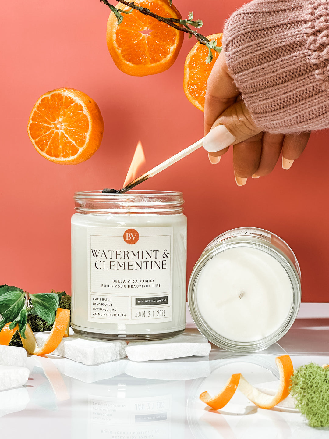 Watermint and Clementine 8oz Soy Candle