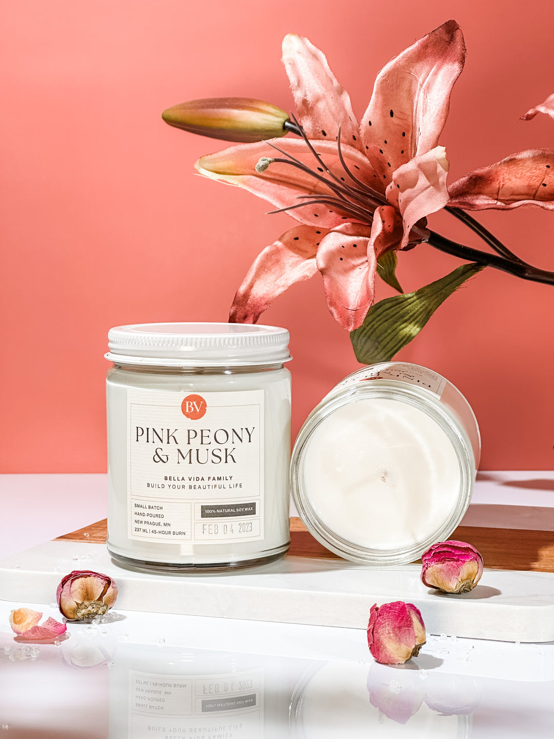 Pink Peony and Sweet Musk 8oz Soy Candle